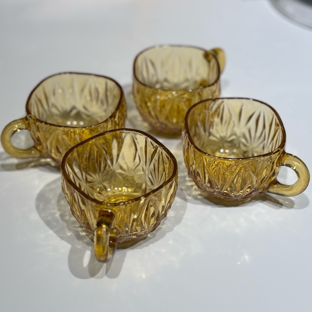 Vintage Hazel Atlas Williamsport Amber Punch Cups - 4